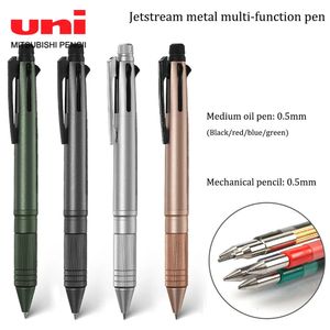 Uni Metal Multifunction Ballpoint Pen 5 I 1 Mechanical Pencil JetStream Quick Torking 0380507mm Refill för Business School 231220