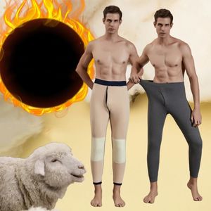 Intimo termico da uomo Inverno Uomo Intimo termico Pantaloni Taglie forti Leggings maschili Pantaloni termici Calda lana Spessa Mutande lunghe Pantaloni da collant elastici da uomo 231220