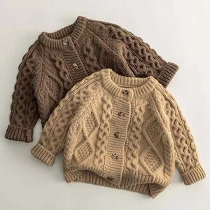 Pullover Baby Spring Sweater Winter Kids Girls Cotton Sticke Top Clothes Long Sleeve Toddler Thicken Cardigan Children Jacka Ytterkläder L23121511