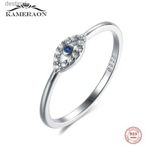 Solitaire Ring Kameraon Evil Eye Rings 925 Sterling Silver Gift for Women Good Luck Blue Stone CZ Luxury Brand Ring Turkey Party Fine JewelryL231220