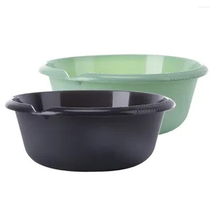 Bath Accessory Set 2 Pcs Plastic Wash Basin For Feet Clothes Foot Soaking Washing Up Bowl Round Kitchen