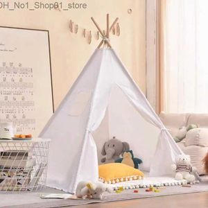 Leksakstält tipi inomhus lek hus spädbarn leksak baby bomullsduk 1.1 m födelsedagspresent fällande indiska barn camping tält wigwam för barn Q231220