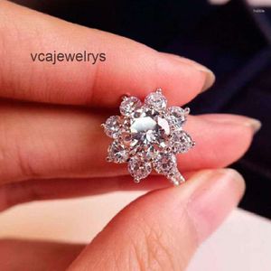 Designer Cluster Rings 14k White Gold Ring Mosan Diamond D Color VVS1 Women's Wedding/Engagement/Anniversary/Birthday/Party/Valentine's Gift