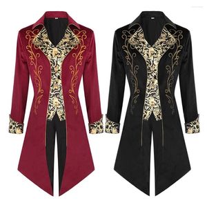 Men's Trench Coats SISHION 2024 Men Medieval Victorian Costume Tuxedo Gentlema Tailcoat Gothic Steampunk VD4330 Vintage Velvet Outfit Coat