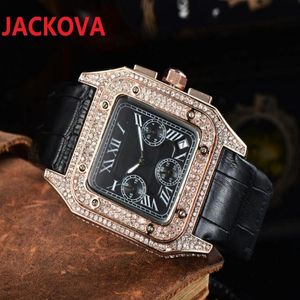 Relogio Masculino Diamonds Mens Quartz Luxury Watch Fashion Day Date Calendar Gold Bracelet All Crime Roman Wristwatch Mont234U