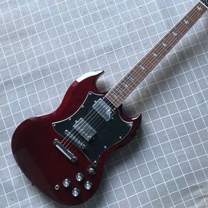 SG electric guitar, rosewood fingerboard, chrome hardware, burgundy, 2 pickups, solid mahogany body guitar Free Shipping