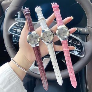 Fashion Full Brand Wrist Watches Women Girl Flower Dial Leather Strap Quartz Luxury With Logo Clock Di36