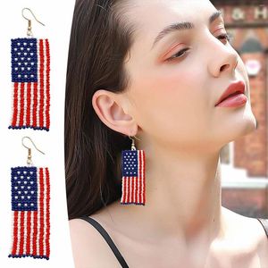 Çember küpeler için Amerikan bayrağı kadınlar için yurtsever bağımsızlık 4 Temmuz Drop Dangle Hook Moda Takı