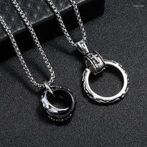 Pendant Necklaces Jessingshow Vintage Punk Mens Necklace Male Metal Chain Double Circles Jewelry Accessories