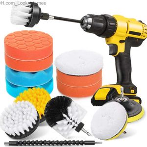Cleaning Brushes 16 Pcs Drill Brush Car Detailing Kit Polishing Buffing Pads Power Scrubber Extension for Cleaning Car Interior Carpet Bathroom Q231220