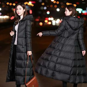 Casacos de trincheira femininos 2023 vestido de estilo longo versão coreana grande tamanho moda jaquetas inverno calor parka
