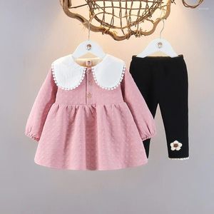 Conjuntos de roupas para meninas conjunto de inverno duas peças de pelúcia casaco rosa e leggings moda linda roupas de bebê menina 7-12m 13-24m
