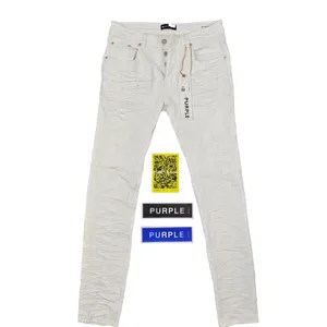 Jeans da uomo viola di marca a vita bassa skinny da uomo Jean bianchi elasticizzati distrutti pantaloni di cotone vintage tascabili per Mann