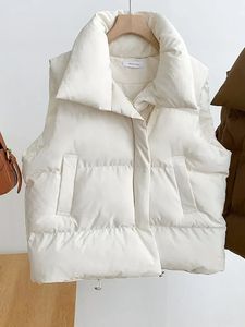 가을 겨울 여성 캐주얼 한 느슨한 두껍게 재킷 코트 모의 목 지퍼 up 단단한 따뜻한 조끼 복제 조끼 2023 231020