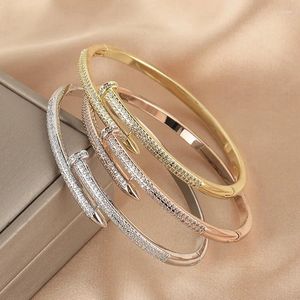 Bangle 18k banhado a ouro moda jóias micro incrustado zircão pulseiras de luxo para mulher festa de férias brilho diário pulseiras elegantes