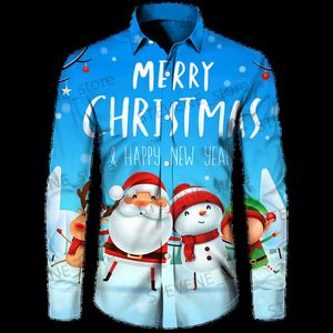 Mäns avslappnade skjortor 2023 Festivalklänning Hot Sale Christmas Long Sleeve Shirt Lapel Men's Shirt 3D Printing Luxury Men's Clothing Shirt For Men T231220