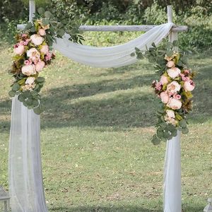 Dekoracyjne kwiaty Yomdid sztuczny wieniec próg kwiat Peony Rose Wedding Party Work Decor Home Place Pokój i łuk świąteczny