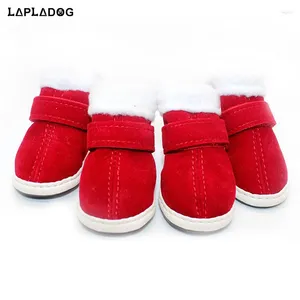 Dog Apparel 2023 Winter Pet Shoes Buckskin Puppy Red Christmas Boots Chihuahua Protective Boot Small Dogs Soft Slip-resistant Sneakers