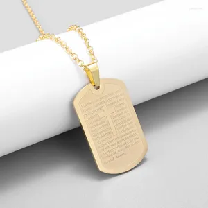 Anhänger Halsketten Klassische zarte Bibel Kreuz Halskette für Männer Frauen Edelstahl Christian Dog Tag Schmuck Zubehör