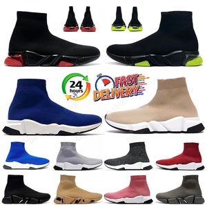 Paris Luksusowe designerskie Socks Buty męskie platforma damska błyszcząca dzianina prędkość 2.0 1.0 Treaker Socker Shoe Graffiti Beige BEIGE Master Expossed Dhgates Speeds Booties