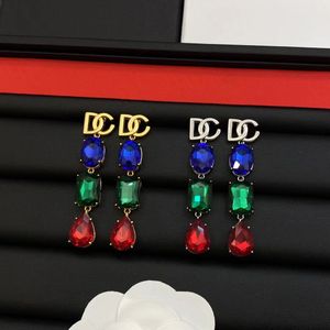 2023 New color crystal Dangle Earrings Pendant Delicate fashion luxury designer earrings for women wedding parties birthday gift jewelry High quality with box