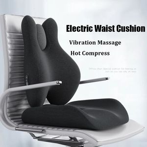 Memory Foam Elektrisches Massage-Taillenpolster/Stuhlkissen-Set, Kompresse, lindert Schmerzen für Auto, Büro, Zuhause, orthopädisches Kissen 231220