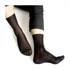 Men's Socks Men Nylon Sexy Sox Male Leather Shoes Hose Foremal Dress Suit Black Grey Brown Blue