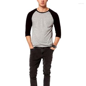 T-shirt da uomo Camicia casual a maniche 3/4 T-shirt da uomo in jersey raglan