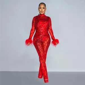 Women's Two Piece Pants 2023 Luxury Designer Sequined Young Sexy Club Turtleneck Full Sleeve Bodysuits Long Boot Cut Slim Women 2 Set