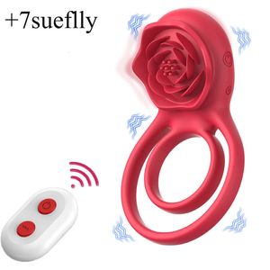 Chastity Devices Vibrating Penis Ring with Remote Control for Men Couples Dual Cock Delay Ejaculation Cockring Clit Stimulator Adult Sex Toy 231219