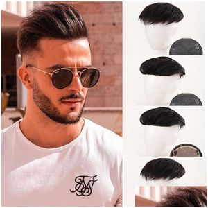 Synthetische Perücken synthetische Perücken Difei Hair Topper natürliche schwarze Ersatzperücke mit 3 Clips, die auf dem Mann Köpfe geschlossenes Haarstück d Dhwwl geschnitten wurden