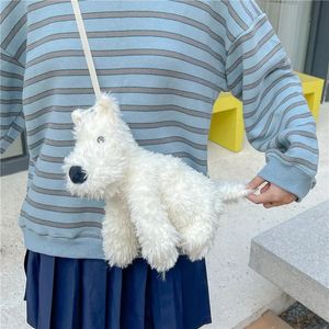 Torby wieczorowe Kobiety Śliczne zabawne pluszowe lalki na ramię torba dziewczyna Casual Crossbody Bag Furry Puppy Children's Bag 231219