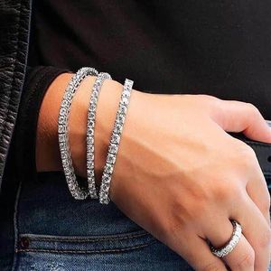 Pulseira masculina de tênis com corte quadrado redondo, zircônia, bloqueio triplo, joias hiphop, cristal cúbico de luxo, cz, moda masculina charm309c