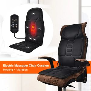 Back Massager Electric Heating Vibrating Massage Chair Cussion Pain Relief Seat Pad Lumbar Back Shoulder Body Massager Car Office Home Mat 231220