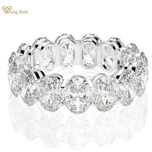 Wedding Rings Wong Rain 925 Sterling Silver Oval High Carbon Diamonds Gemstone Engagement Cluster Ring Wedding Band Fine Jewelry Wholesale 231219