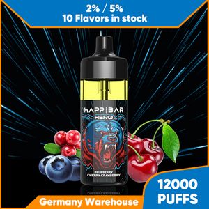 Orijinal Vape Bar 12000 Puflar Tek Kullanımlık E Sigara Kokulu Tat Fuirt aromalı nargile kalemler 16ml örgü bobin 650mAh pil şarj edilebilir artı 12K puflu Vapes