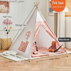 Toy Tents 1.35M Children's Tent Teepee Tent for Kids Portable Tipi Infantil House for Kids Play House Kids Tents Lights Decoration Carpet Q231220