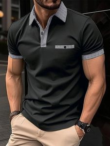 Herren Polos 2023 Sommer Casual Kurzarm Poloshirt Büro Mode Thousandbird Check TShirt Atmungsaktiv 231219