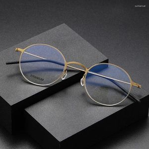 Sonnenbrillen Frames reine Titan -Brillen Rahmen Männer Frauen runde Spektakel Damen Optische Brille Retro Eyewear