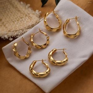 Brincos de argola simples 18k ouro banhado para mulheres projeta aros irregulares de joias de cobre presentes