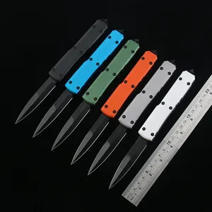 DQF Wersja MT US Włoski Style UT-B Self Obrony Taktyczne Czarne Kamienne Walk D2 Blade Aluminium Uchwyt EDC Outdoor Camping Noże