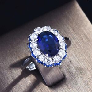 Pierścienie klastra Vintage S925 Silver Sterling Sapphire Jewellry Pierścień dla kobiet Anillos de Wedding Prounds Anel 925 Biżuteria