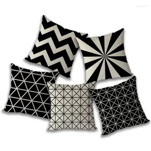 Pillow Cozy Couch Cover Home Decorative Pillows 45x45cm Covers Black White Solid Plain Square Geometric Quality Printed