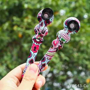 Glass Pipe 119mm Water Transfer Printing Round Head Gourd Rod Long Pipe Glass Pipe Accessories Wholesale