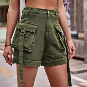 Kvinnors shorts American Denim Cargo Pants Casual Pocket Knit Women Sexy For Spandex med fickor