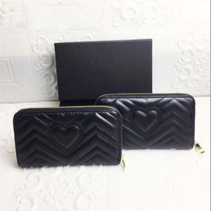 Women wallet black Zig Zag wallets Credit card holder leather long zipper marmont Coin purse Fashion love clutch wallets297J