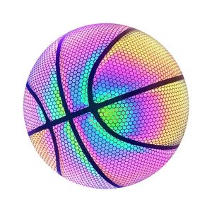 Basquete holográfico reflexivo brilhante brilho de basquete no escuro basquete especial indoor-outdoor presentes de basquete fo 231220