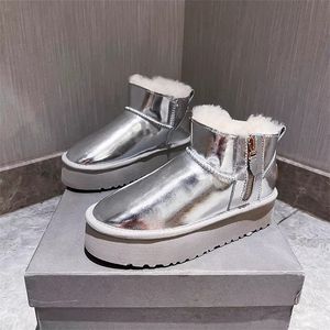 Designer Women Boots Snow Boot Brown Silver Classic Soft Booties Päls Anti-Slide Thick Bottom Ladies Boots Outdoor Winter Warm Shoes 35-40