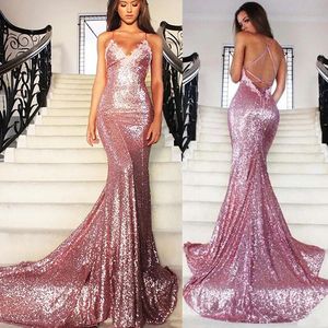 Backless Sleeveless Evening Gowns For Women Exquisite Mermaid Trendy Sweep Train Spaghetti Criss-Cross