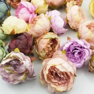 Dekorativa blommor 10st Flower Head Silk Penoy Diy Scrapbooking Heads For Home Garden Wedding Birthday Party Decoration Supplies